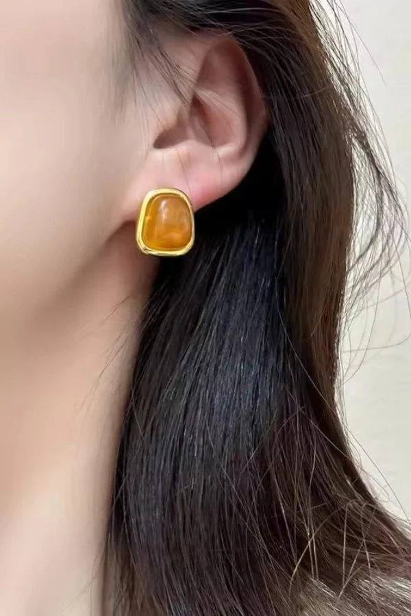 Amber Gem Stone Earrings - Image 5