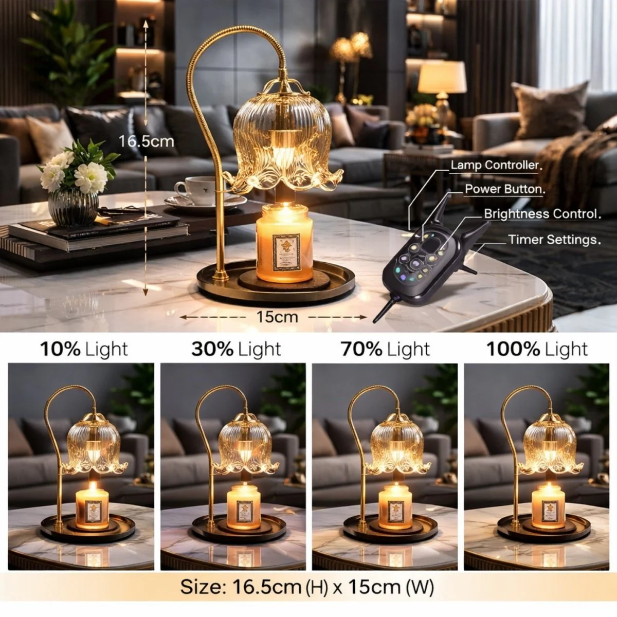 The Aurelia Glow Lamp | Marble & Brass Botanical Warmer - Image 8
