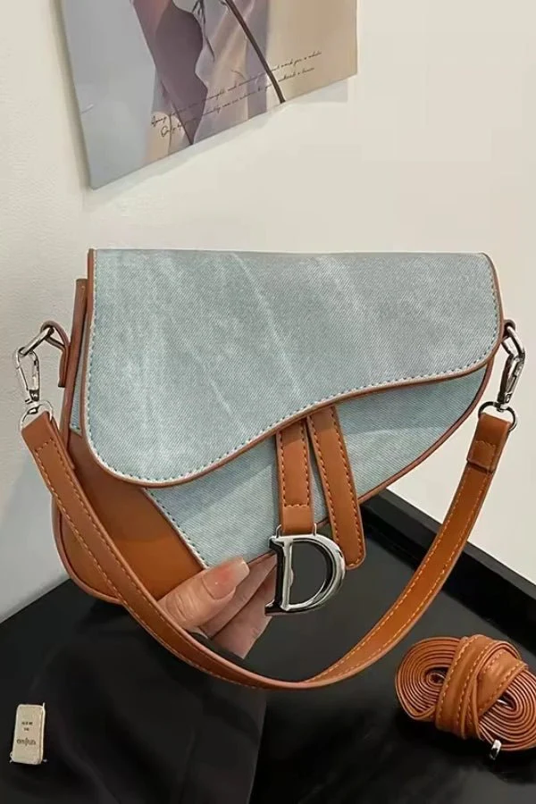 Denim Pattern Saddle Bag - Image 11