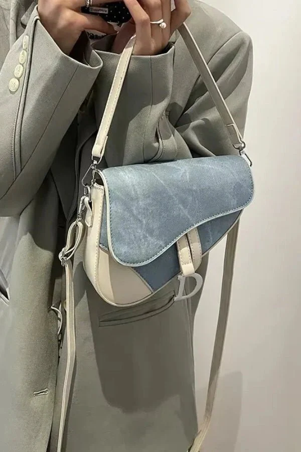 Denim Pattern Saddle Bag - Image 5