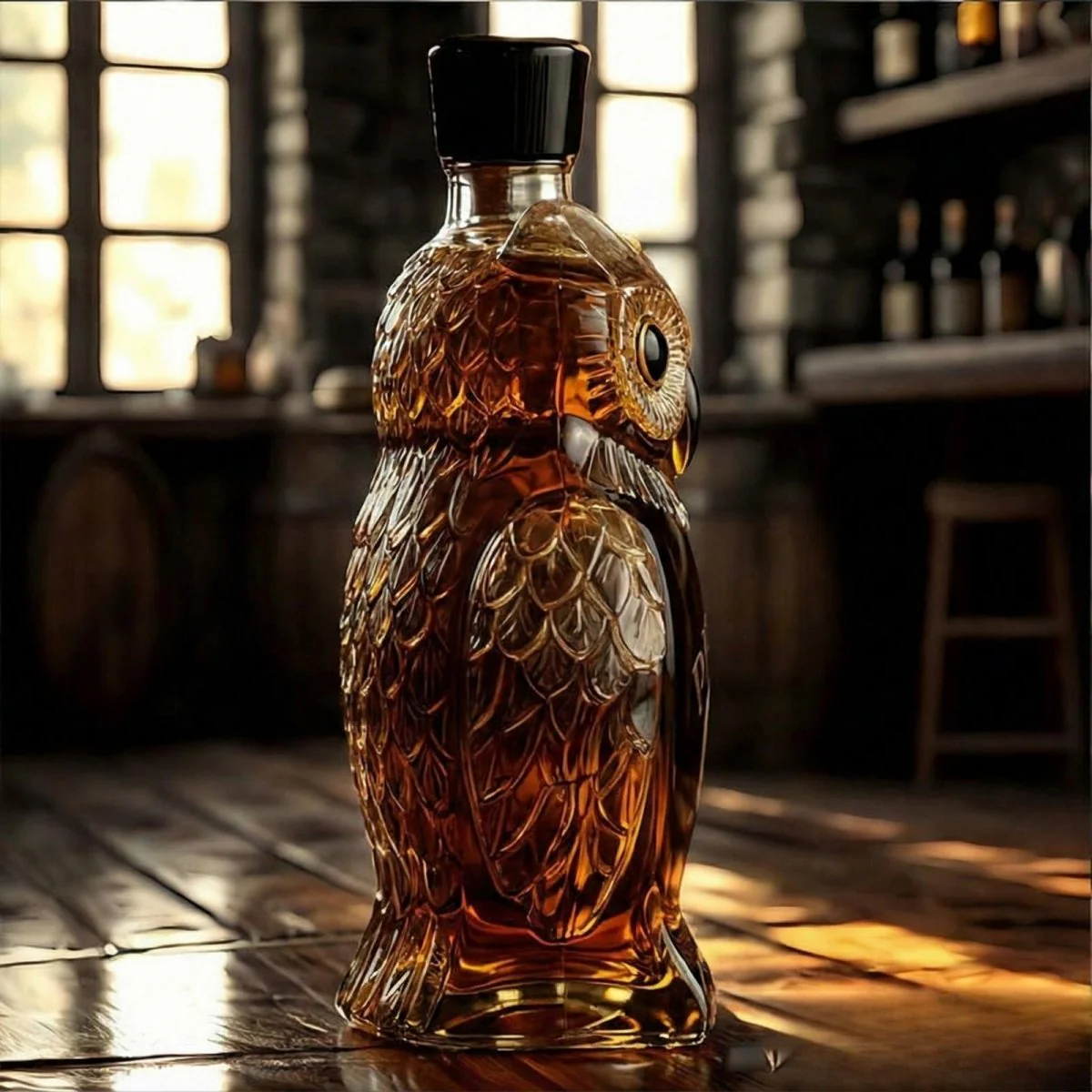 Owl Whiskey Bourbon Decanter Bottle - Image 3