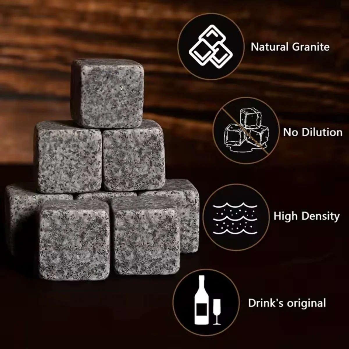 Premium Whiskey Stones & Glass Gift Set | 2 Crystal Tumblers, 8 Granite Rocks in Wood Box | Luxury Gift for Men, Dad & Groomsmen - Image 6