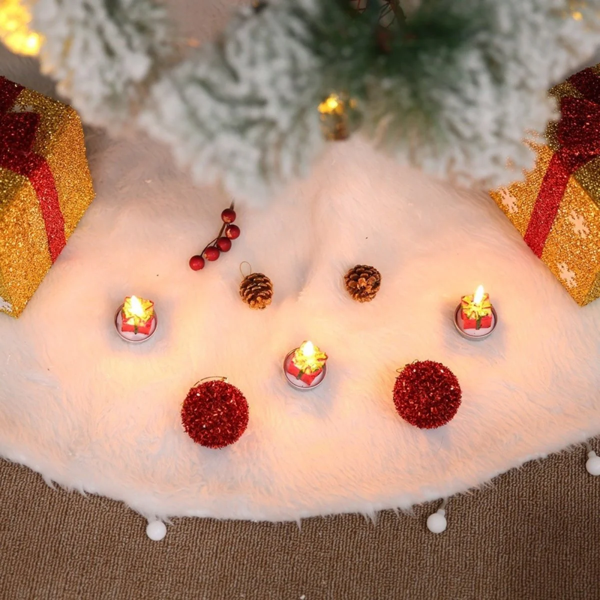 Snowy Faux Fur Tree Skirt - Image 2