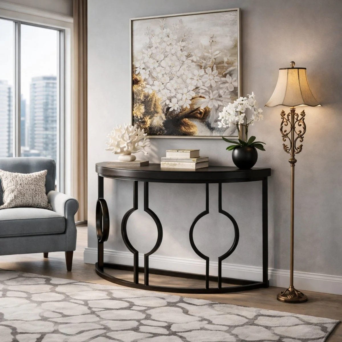 The Meridian Demilune | Geometric Architectural Console - Image 2