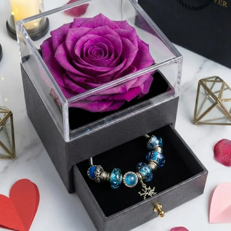 Preserved Rose Jewelry Box with Bracelet - Eternal Flower Gift Set for Valentine's Day, Anniversary & Birthday - Image 8