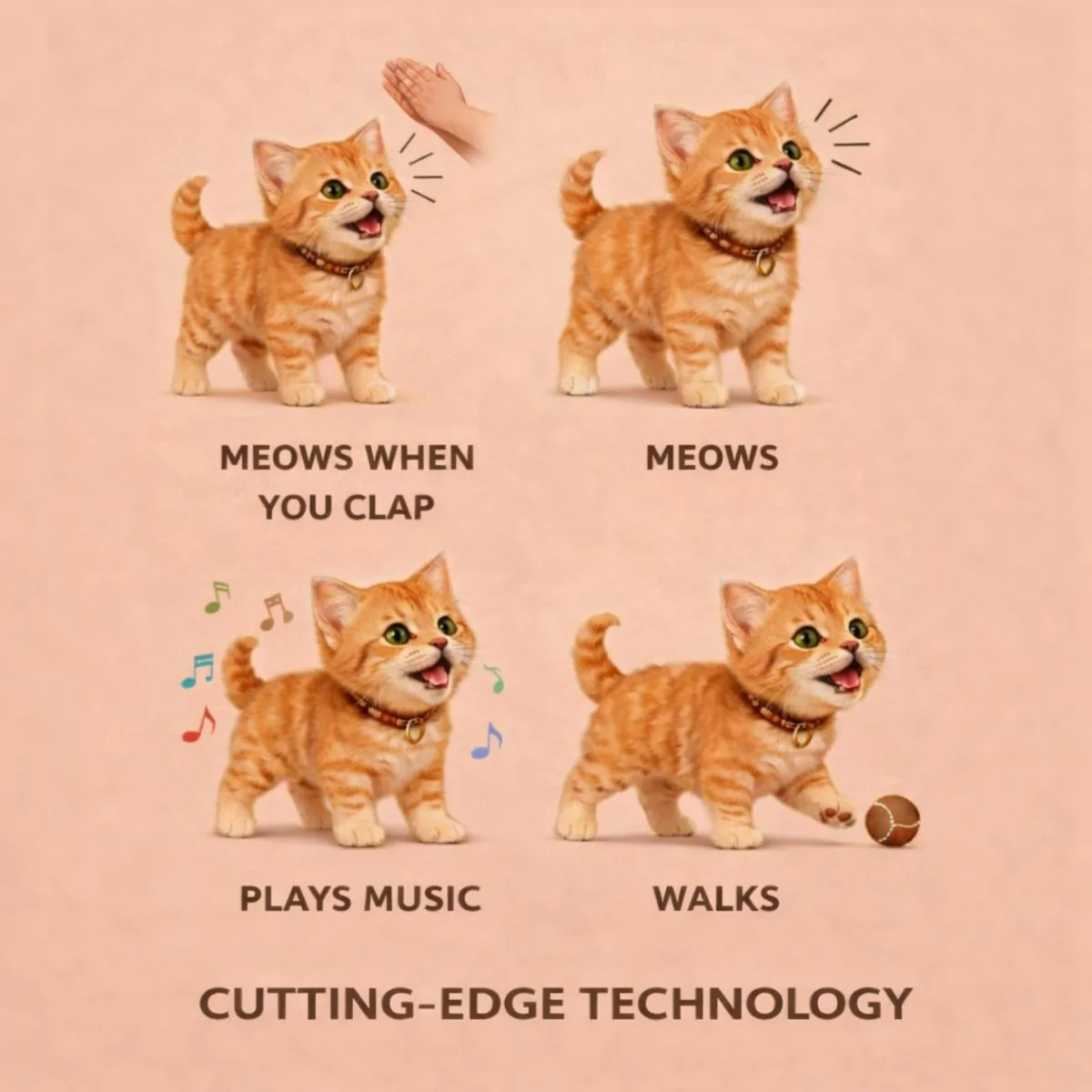 Realistic Interactive Orange Tabby Robot Kitten – Walking & Meowing Electronic Pet Toy - Image 7