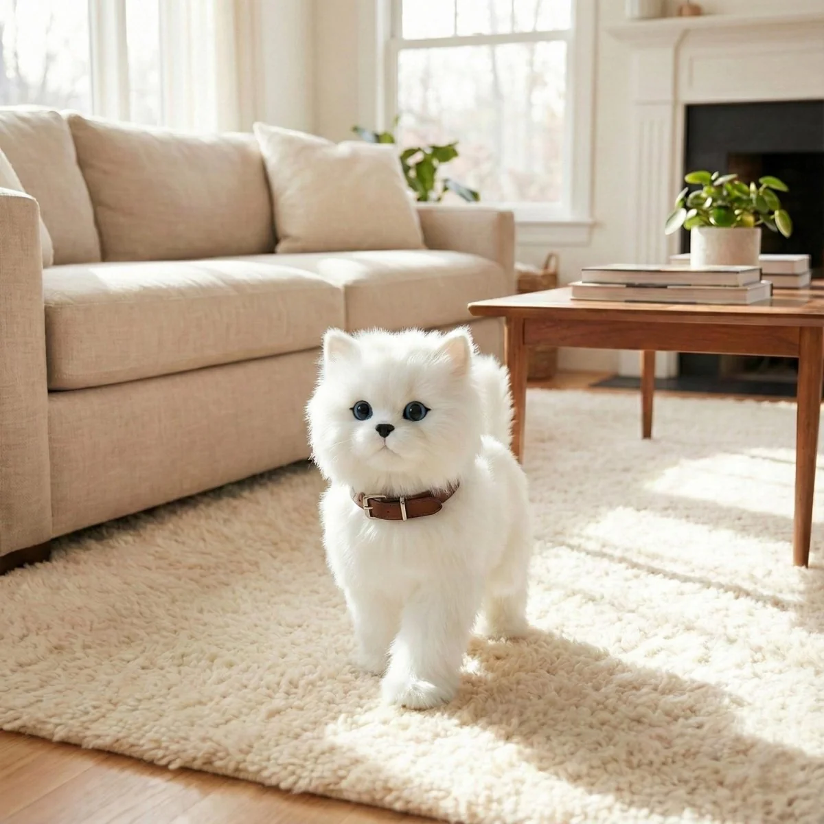 Realistic Interactive Robot Kitten – White Persian Cat Toy | Walks, Meows & Wags Tail - Image 2