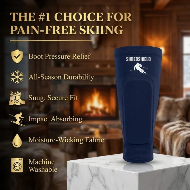 Ski Boot Shin Guards Gel Padded Protection | Eliminate Shin Bang & Pain | Premium Anti-Friction Sleeve for Men & Women | ShredShield by Kouvr - Image 10