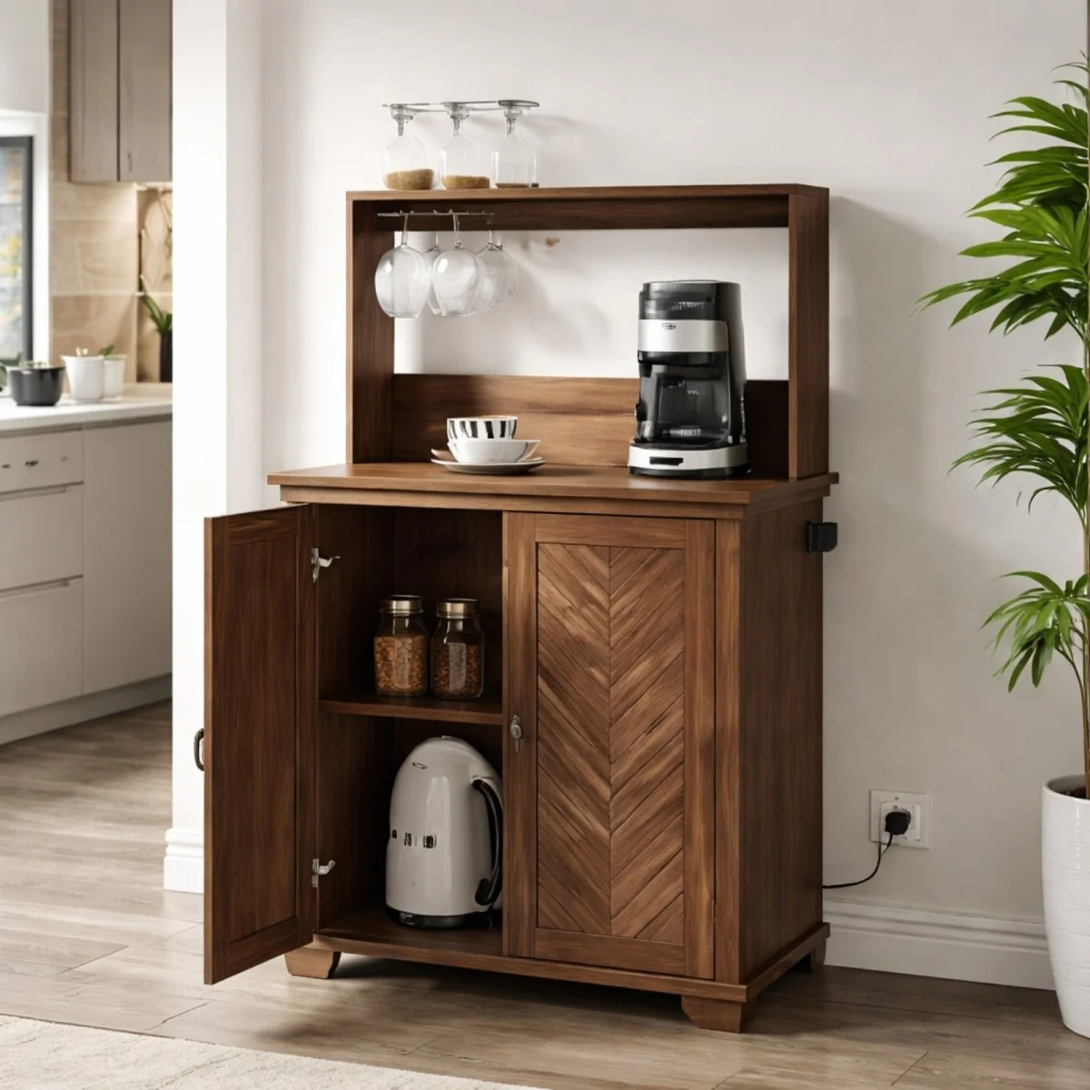 The Siena Morning Station | Herringbone Power-Equipped Coffee Bar