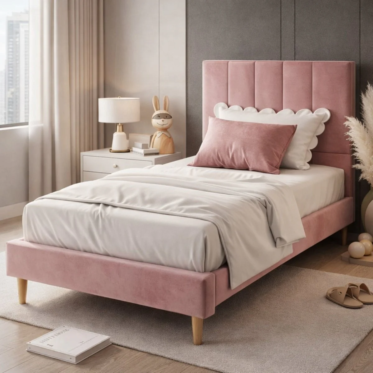 The Dreamer Twin | Velvet Channel-Tufted Sanctuary Bed - Image 3